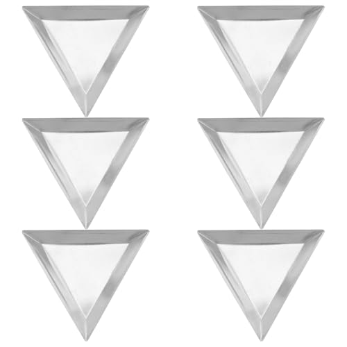 FRCOLOR Bandeja de Acero Inoxidable para Joyas 6 Piezas, Platos Triangulares de Pesaje para Báscula de Precisión, Mini Bandejas Compactas para Polvo, Líquido y Epoxi, Uso en Laboratorio