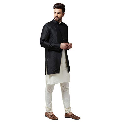 Image of SOJANYA (Since 1958 Men's Silk Blend Kurta Churidaar Pyjama & Jacket Combo