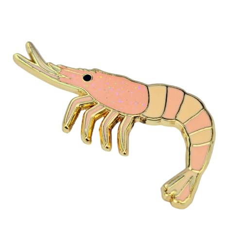 Image of Enamel Pin,Cute Shrimp Lapel Pin,Glitter Prawn Badge,Novelty Fashion Brooch,Gift For Seafood Lover, Teens Family Friend Women,Denim Jacket Shirt Canvas Bag Backpack Accessory,Decor DIY