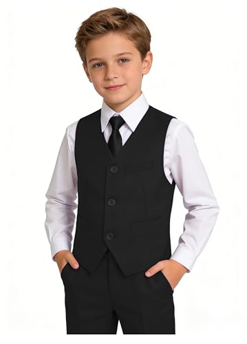 Image of YuanLu Boys Suit Dress Clothes Ring Bearer Outfit Homecoming Dresses Boy Vest and Pants Set for Kids Wedding Tuxedo Suits