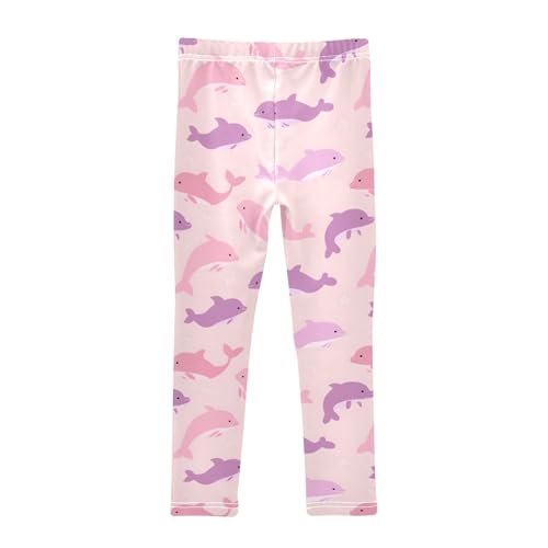 Girls' Athletic Leggings Ankle Length Yoga Dance Pants Kids Teen 4T Pink Purple Dolphin2