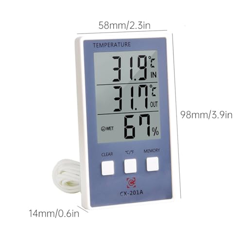 Surakey Digital Thermometers Humidity and C/F Thermometers LCD Digital with Probes Indoor and Outdoor Temperature and Humidity Meters Hygrometer (Without Battery)