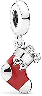 FGT Christmas Santa Claus Holiday Season Charms for Bracelets Necklaces Pendants Home Tree Candy Cane Snow Globe Stocking Sock Sterling Silver Gift for Women Girls Daughter Family Valentine Birthday
