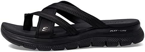 Skechers Cali Women's FLEX APPEAL 4.0 - STARTUP 3.0 Toe Loop Sport Slide, Black/Black, 10M