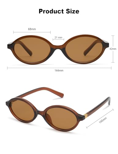 Retro Oval Sunglasses for Women Vintage 90s Small Eyewear Trendy Narrow Skinny Black Frame 2-Pack4