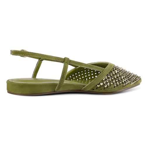 Image of USIMAD Women's Suede Mesh Slingback Flats Pointed Toe Breathable Comfortable Office Dress Shoes