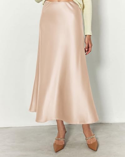 BTFBM 2025 Women Summer Spring Long Satin Skirt Silk Elegant High Waist Cocktail Party Wedding Flowy A-Line Midi Skirts