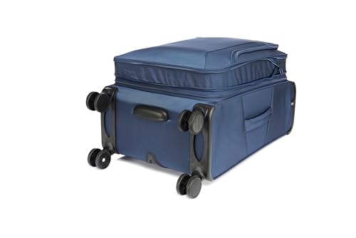 Image of Verage Luxe Toledo Set of 2 (S+M) Softsided Lightweight Spinner Wheels Luggage, Expandable Suitcase with TSA Lock & LED Flashlight, Navy Blue (20 /24)
