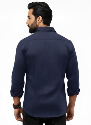 Image of Amazon Brand - INKAST Men's Regular Fit Button Down Dress Shirts Textured Long Sleeve Casual Hawaiian Shirt