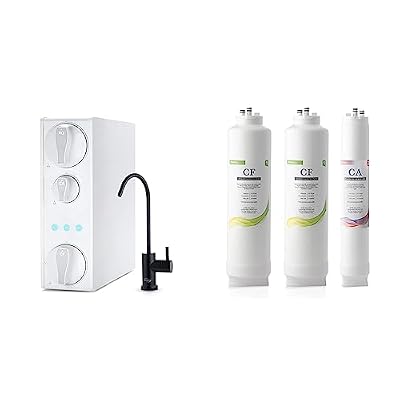 iSpring RO500AK-ORB Tankless RO Reverse Osmosis Water Filtration System, 500 GPD Fast Flow, Oil Rubbed Faucet, 2:1 Pure to Drain Ratio, White & F3-RO500AK 1-Year Replacement Filter Pack