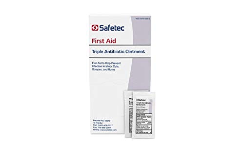 Safetec Triple Antibiotic .9 g. Pouch (144 Count Box) - First Aid Ointment for Minor Cuts, Scrapes and Burns (Pack of 1 Box)