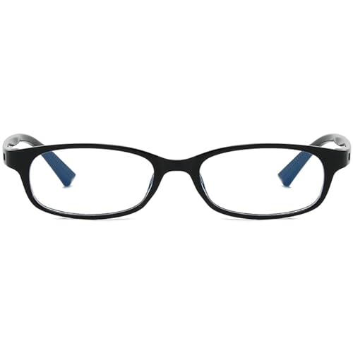 HJSTES Retro Clear Rectangle Glasses for Women Men Fake Blue Light Blocking Lens Narrow Frame Non Prescription Eyeglasses(Black)