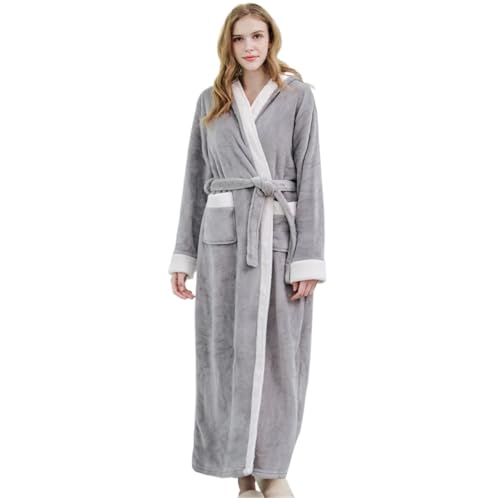 JYARZ Albornoz Ducha Albornoz Largo De Felpa Suave For Mujer, Batas Gruesas Con Capucha, Franela Albornoz Absorbente(Light g,M)