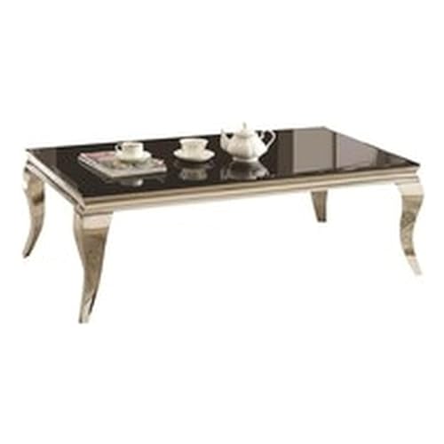 Stonecroft Furniture Contemporary Living Room Rectangular Coffee Table in Chrome and Black Stonecroft Furniture Contemporary Living Room Rectangular Coffee Table in Chrome and Black
