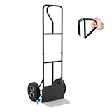Goplus Hand Truck, P-Handle Hand Truck Dolly w/770LBS Capacity, Vertical Loop Handle, 10” Rubber Wheels, 14.5”x 8.5” Foldable Nose Plate, Heavy Duty Metal Dolly Cart for Lifting, Stairs