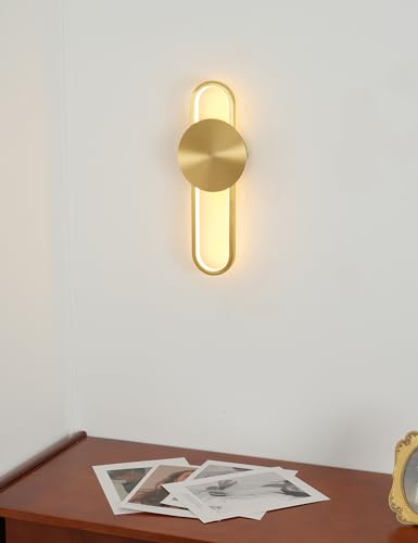 Image of Modern Dimmable Sconces Gold Wall Lights 2700K 10W Brass Wall Lamp Compatible with dimmer Control L 17in Wall Lights for Restaurant Living Room Bedside Vanity Wall Light (Brass)