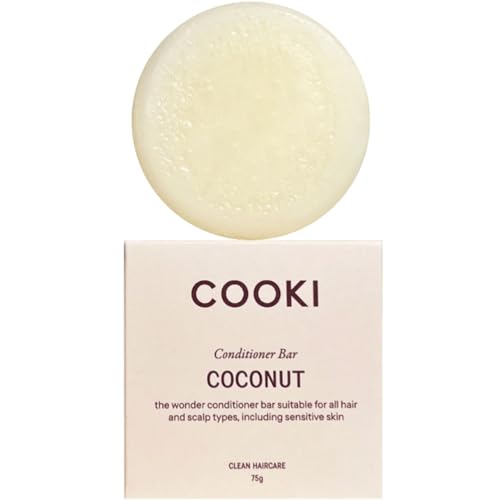 Cooki Coconut Conditioner Bar for Sensitive Scalps & All Hair Types – Gentle, Essential Oil Free, Vegan, Zero Waste, In Box 75g (No Tin)