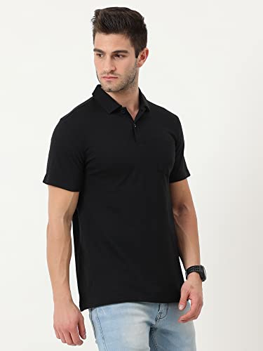 Image of ECOLINE Clothing Mens Cotton Solid Polo Neck Half Sleeve Pocket T-Shirt