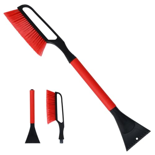 Conliwell 27' Snow Brush with Ice Scraper for Car Windshield, Detachable Snow Removal Tool with...