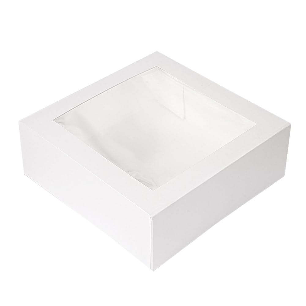 Garcia de Pou 50 pezzi - Scatole Pasticceria con Finestra 'Thepack' 250 G/M2 + Opp 28 x 28 x 10 cm Bianco Cartone Ondulato Nano-Micro