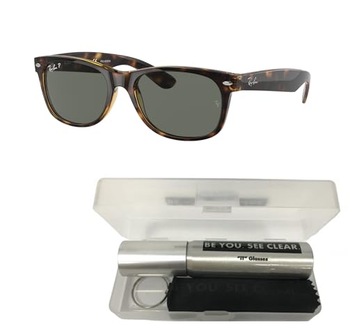 Ray-Ban RB2132 Sunglasses Bundle: RB 2132 NEW WAYFARER 902/58 New Wayfarer Tortoise Polar Gr and Eyewear Cleaning Kit2