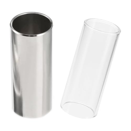 Namvo 2PCS Guitar Slide Stainless Steel and Glass Slide Tone Guide for Electric Guitar Bass Acoustic Guitar Stringed Instruments Medium -60mm - Image 2
