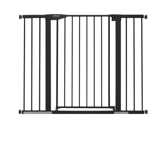 COMOMY Türschutzgitter Extra Hoch, 75-124cm Treppenschutzgitter ohne Bohren, Türgitter mit 3 Verlängerungen für Baby, Kinder, Hund und Katze, 91,5cm Hoch - Grau