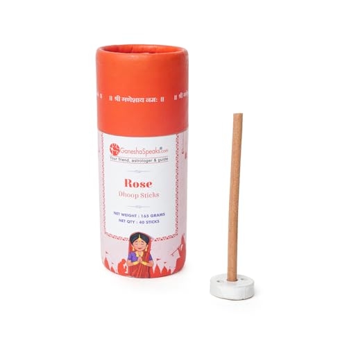 Image of GaneshaSpeaks Bambooless Dhoop Sticks with Rose Fragrance | 40 Pieces | Handcrafted by Skilled ADhoop Sticksrtisans | Eco-Friendly | Pure Aroma | Free Ceramic Stand