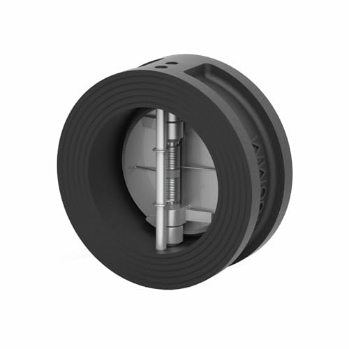 Image of LUBI 3 inch Dual Plate Check Valve Wafer Type - Cast Iron | Non Return Valve (NRV) | Spring Loaded | PN16 & Class 125 | Compact & Corrosion Resistant