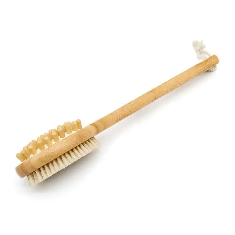 Exfoliating Long Handle Bath Brush for Back | 2-in-1 Body Scrubber with Soft Nylon Bristles & Wooden Handle | Shower Brush for Skin Exfoliation & Relaxing Massage for Men & Women-image-19