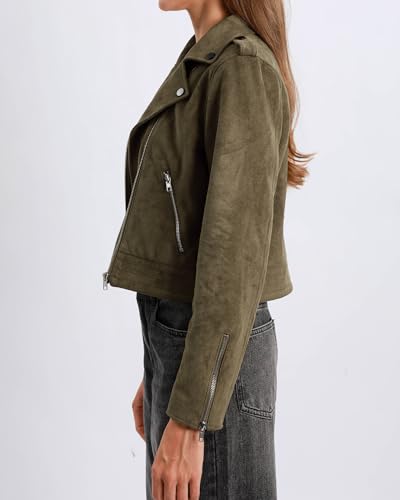 Xintianji Women's Faux Suede Moto Jackets Casual Cropped Zippered Motorcycle Coat for Fall Winter2