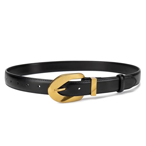 Black gold buckle Women belt Ladies jeans belt adjustable Fashion Dress Slim Belt