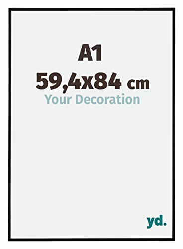Your Decoration - Bilderrahmen DIN A1 59 4x84 cm - Schwarz Matt - Bilderrahmen aus Kunststoff mit Acrylglas - Antireflex - DIN A1 59 4x84 Rahmen - Evry