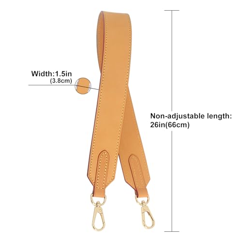 Image of Genuine Vachetta Leather Shoulder Bag Strap Replacement for Neverful Tote Bag(BEESWAX-Width:1.5in&Length:26in)
