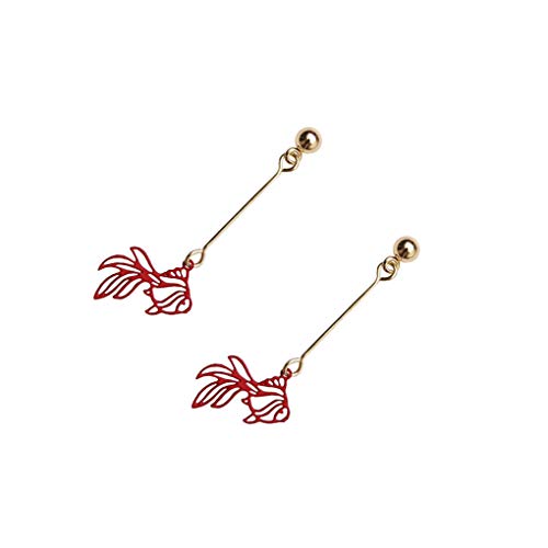 F-blue Filles Creux Red Fish Boucles d'oreilles Longues Femmes Dangle Stud Oreille Eardrop Clip Pin drôle Cadeau de Bijoux