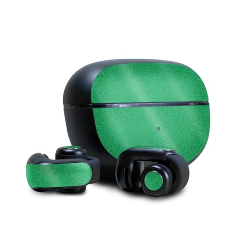 Image of Glossy Glitter Skin Compatible with Bose Ultra Open Earbuds - Solid Green - Premium 3M Vinyl Protective Wrap Decal Cover - Easy to Apply | Crafted in The USA by MightySkins