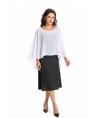 Image of Baoqiya Chiffon Capes Sheer Capelets Long Cape Poncho For Women Plus Size