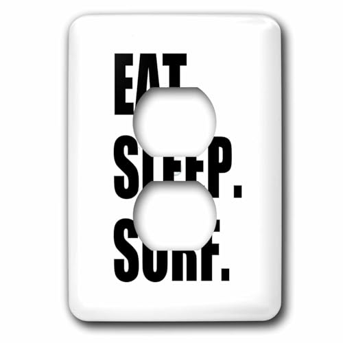Surfer Passion Noir Texte Prise de courant double pour changer vos plaques blanches