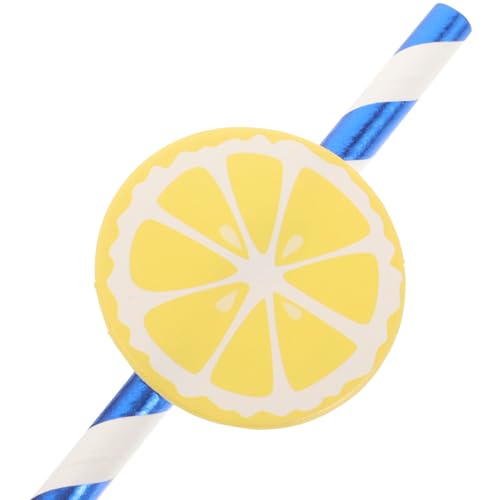 Ipetboom 50 pitillos de papel azul con diseño limón miniatura 3
