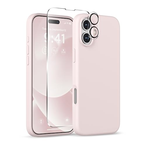 Image of Magnetic for iPhone 16 Case, Compatible with MagSafe, Liquid Silicone Phone Cover with Screen Protector & Camera Protector, Soft Anti-Scratch Microfiber Lining Inside 6.1 inch, Lovely Pink