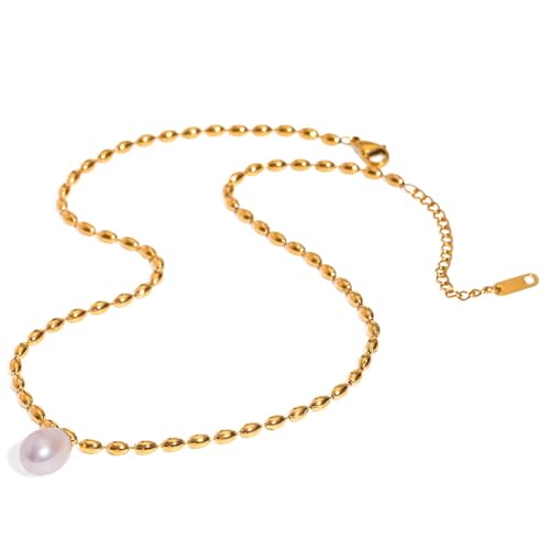 Collier acier inoxydable et perles d'eau douce anti-ternissement femme