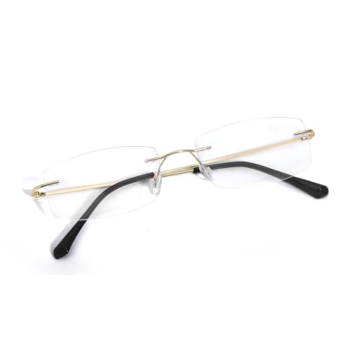 Image of IGnaef Rectangle Rimless Blue Light Blocking Glasses for Women Fashion Non Prescription Office-Siren Frameless Eyewear BL1230