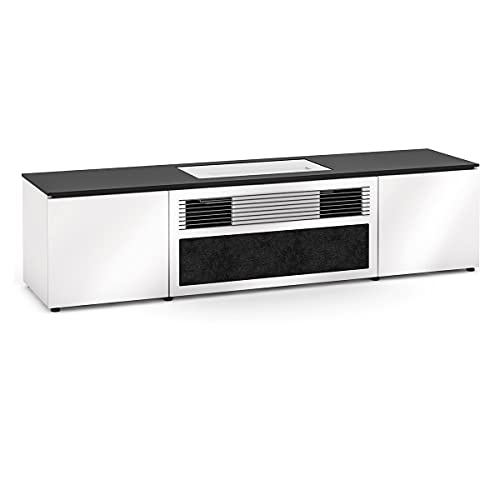 Image of Salamander Chameleon Miami 245S Cabinet for Integrated LG UST Projector - Gloss White, Black Top Projector Cabinet