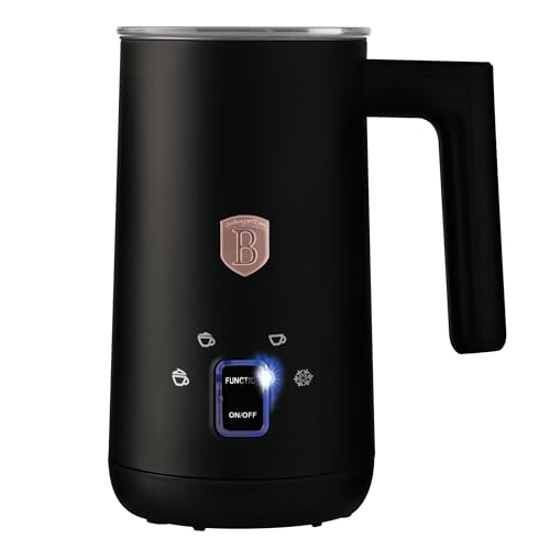 Berlinger Haus Espumador de leche eléctrico Matte Black Collection, perfecto para espuma de leche cremosa, café, capuchino y chocolate caliente, diseño elegante, fácil de usar, 500 ml