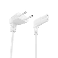 deleyCON 3,0m Netzkabel Eurostecker 90° auf C7 Buchse 90° - Weiß | Euro-Netzkabel Stromkabel Kleingerätekabel mit flach gewinkeltem Eurostecker und 90° gewinkelter C7 Buchse – Ansicht 2