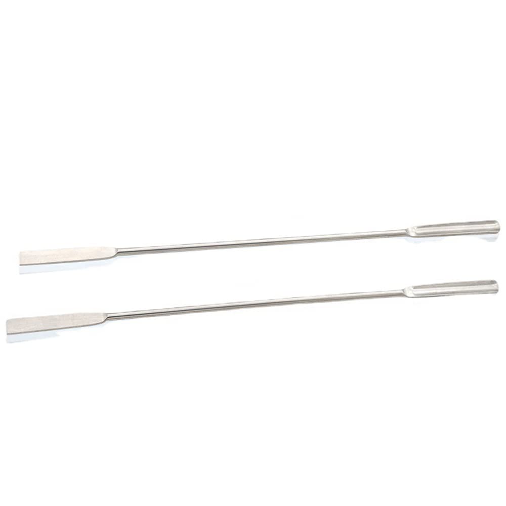 2PCS Double Ended Micro Lab Laboratory Scoop Spoon Half Rounded/Flat End Spatula 18mm/7inch U-Shaped Shovel Silver