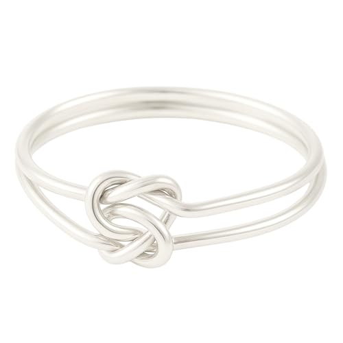 Handmade Ring Double Knot Sterling Silver Dainty, Cute, Stacking Rings for Women (Silver, 8)