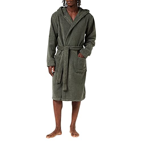 Tommy Hilfiger Albornoz Hombre de felpa, Verde (Magnet), L