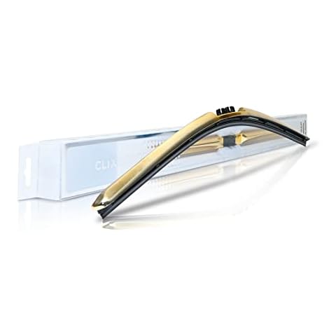 Clix Wipers - 26" Gold Chrome Automotive Replacement Wiper Blade (Pack of 1) Universal Clip On All-Weather Flex Frame Windshield Wiper Cover