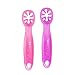 ChooMee FlexiDip Baby Starter Spoon | Platinum Silicone | First Stage Teething Friendly Learning Utensil | 2 CT | Pink Purple